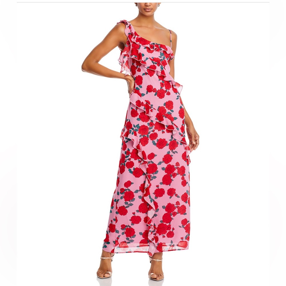 Wayf Rosaline Ruffled Asymmetric Maxi Dress